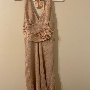 BCBGMaxAzria Gold Pink Ruched Embellished Gown